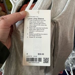 Love Long Sleeve Sz 4 Heathered Grey Nwt